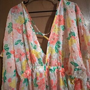Time and Tru Floral Swim Coverup - Multicolor